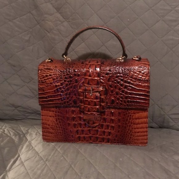 BRAHMIN Francine PECAN Brown Leather Handbag MEDIUM Size - Picture 6 of 7